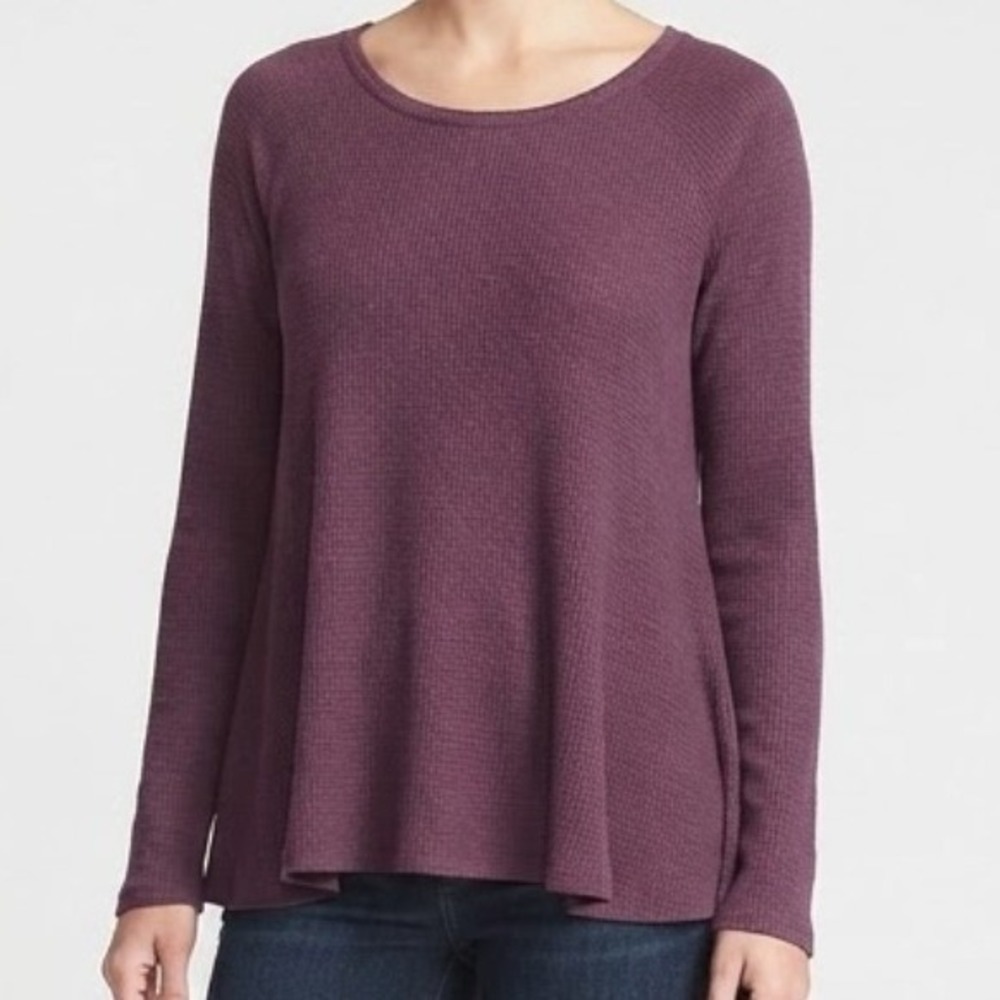 We The Free Thermal Top Women's Small Plum Waffle Knit Flared Hem Boho Casual